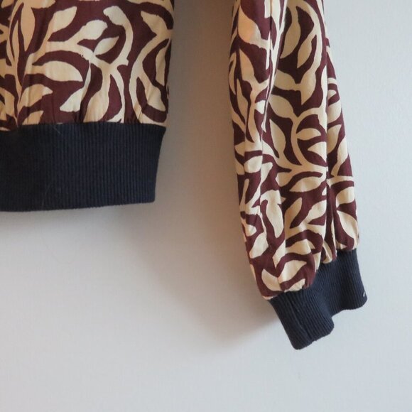 SOEUR Leaf Printed Cotton Bomber Chore Jacket Abstract Minimalist Sz 36 / US S - Picture 13 of 15